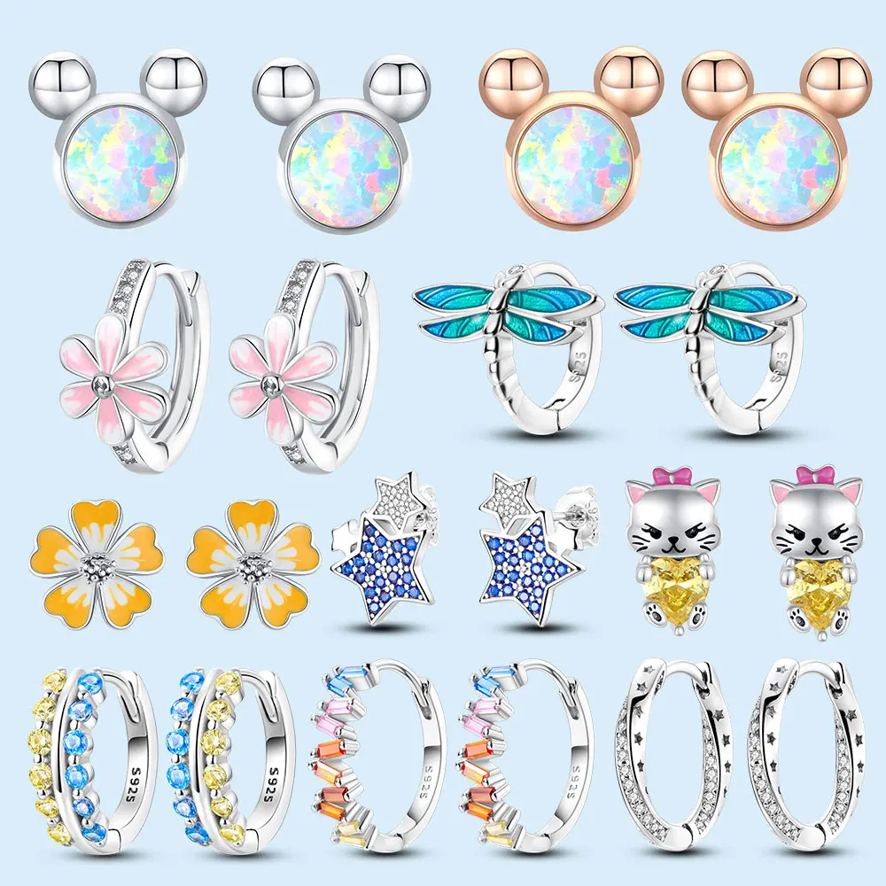 New 925 Silver Hoop Earrings Original Jewelry Pendant Suitable For Women To Wear Flower Star Stud Earring DIY
New 925 Silver Hoop Earrings Original Jewelry Pendant Suitable For Women To Wear Flower Star Stud Earring DIY