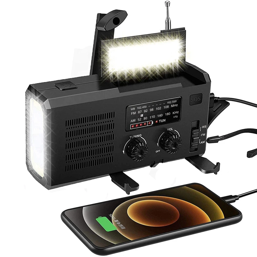 Portable Radio Hand Crank AM FM NOAA Emergency 3-in-1 Reading Lamp Flashlight Solar Charging 4000mAh Power Bank For Mobile Phone
Portable Radio Hand Crank AM FM NOAA Emergency 3-in-1 Reading Lamp Flashlight Solar Charging 4000mAh Power Bank For Mobile Phone