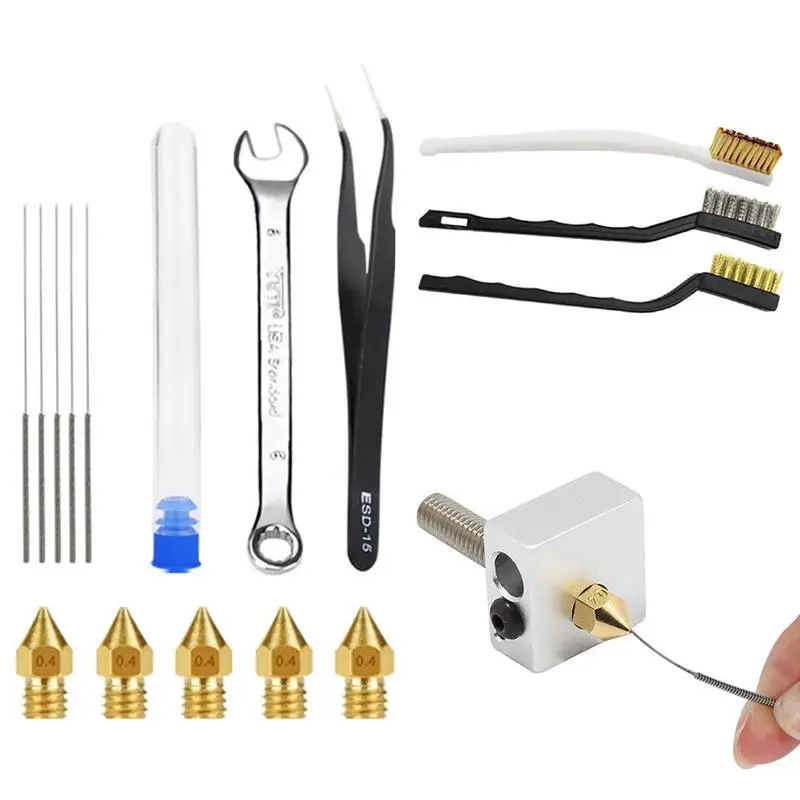 16pcs 3D Printer Nozzle Cleaning Kit Nozzle Cleaner Brush Needles Storage Holder Tweezers Spanner For MK10 MK8 HOT
16pcs 3D Printer Nozzle Cleaning Kit Nozzle Cleaner Brush Needles Storage Holder Tweezers Spanner For MK10 MK8 HOT