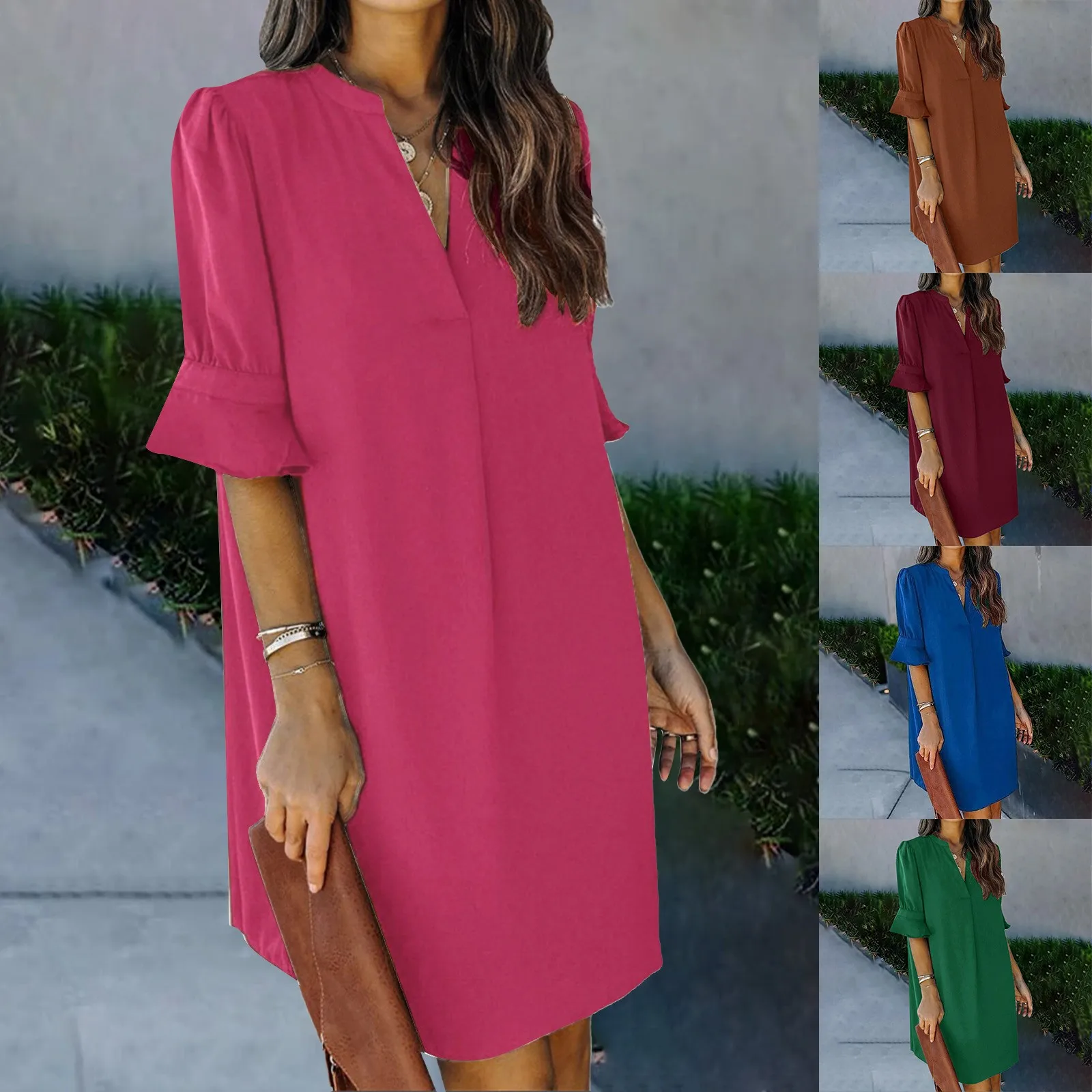 Ruffled Half Sleeve V Neck Blouse Dresses For Women 2023 Plus Size Elegant Female Office Work Shirts Dress Loose Casual Pullover
Ruffled Half Sleeve V Neck Blouse Dresses For Women 2023 Plus Size Elegant Female Office Work Shirts Dress Loose Casual Pullover
