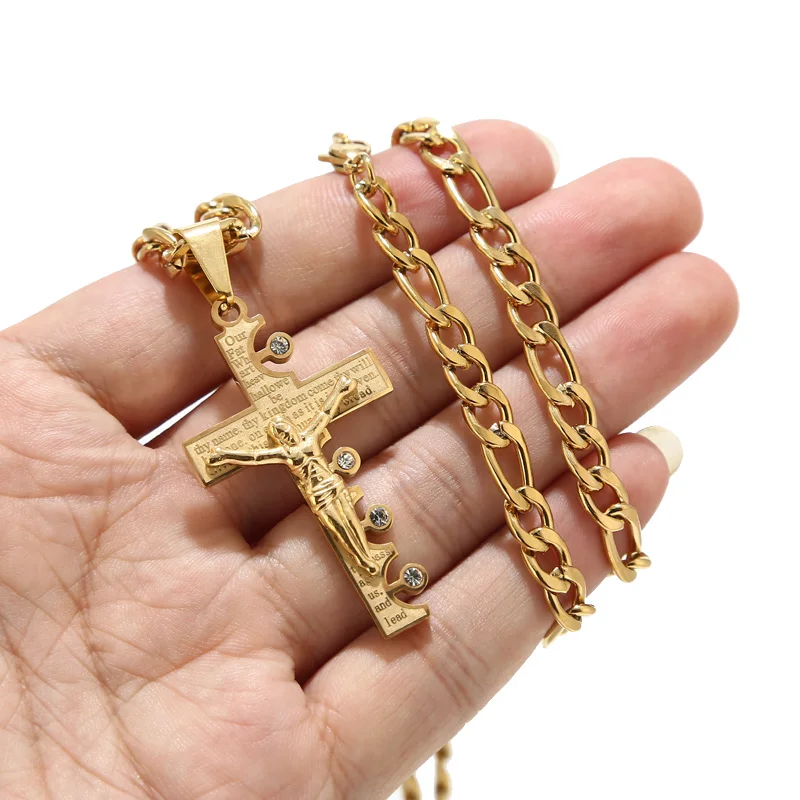 Очаровательное колье из нержавеющей стали с хрустальным распятием с Иисусом 47*27 мм, ожерелья с подвесками в виде креста 3:1, цепочка «Фигаро» ...
Очаровательное колье из нержавеющей стали с хрустальным распятием с Иисусом 47*27 мм, ожерелья с подвесками в виде креста 3:1, цепочка «Фигаро» ...