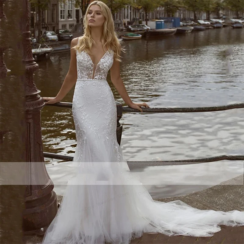 Charming Boho Wedding Dress Mermaid V-neck Spaghetti Straps Tea-Length Appliques Bridal Gowns Custom For Women Vestidos De Noiva
Charming Boho Wedding Dress Mermaid V-neck Spaghetti Straps Tea-Length Appliques Bridal Gowns Custom For Women Vestidos De Noiva