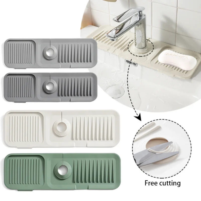 

Белый силиконовый коврик для слива кухонного смесителя L/XL, столешница для раковины, поднос для уловителя, нескользящий коврик для мыла, защитный коврик для столешницы в ванной комнате