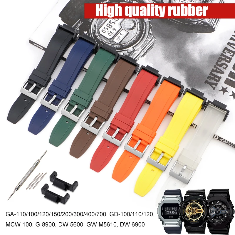 Rubber Strap for Casio G-SHOCK GA-100 DW-5600 GW-M5610 Men 16mm Sport Waterproof Replace Band Bracelet with Connectors Tools
Rubber Strap for Casio G-SHOCK GA-100 DW-5600 GW-M5610 Men 16mm Sport Waterproof Replace Band Bracelet with Connectors Tools