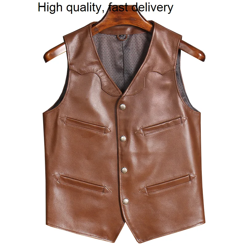 Quality Summer High Vest Coat For Man Clothing Cowhide Waistcoat Vest Genuine Leather Weskit For Men European and American Style
Quality Summer High Vest Coat For Man Clothing Cowhide Waistcoat Vest Genuine Leather Weskit For Men European and American Style