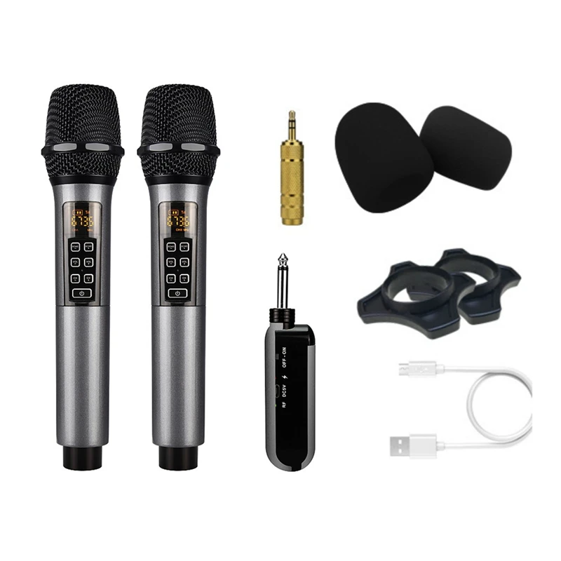 Wireless Microphone Professional Handheld 2 Channels UHF Mic Adjustable Band Reverberation For Stage Karaoke Party
Wireless Microphone Professional Handheld 2 Channels UHF Mic Adjustable Band Reverberation For Stage Karaoke Party