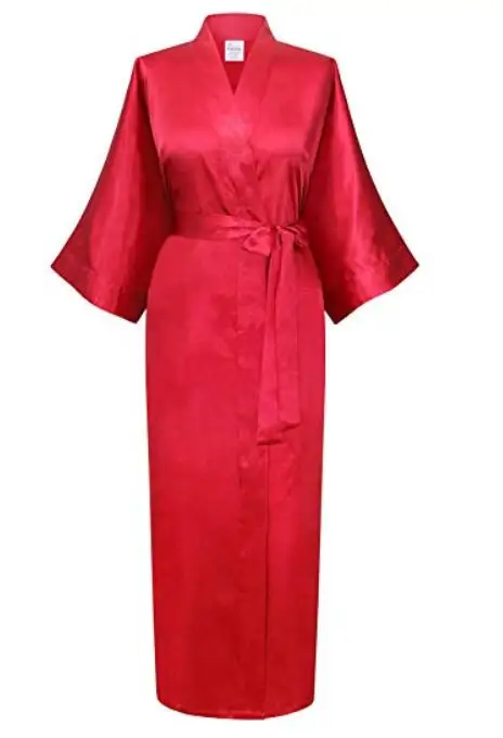 Халат женский свадебный атласный, пикантный длинный кимоно для подружки невесты, Шелковый атласный пеньюар, большие размеры XXXL