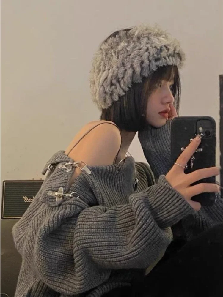 Deeptown Y2K Grunge Gray Oversized Sweater Women Harajuku Punk Knitted Jumper Sexy Off Shoulder Loose Casual Tops Hip Hop Retro
Deeptown Y2K Grunge Gray Oversized Sweater Women Harajuku Punk Knitted Jumper Sexy Off Shoulder Loose Casual Tops Hip Hop Retro