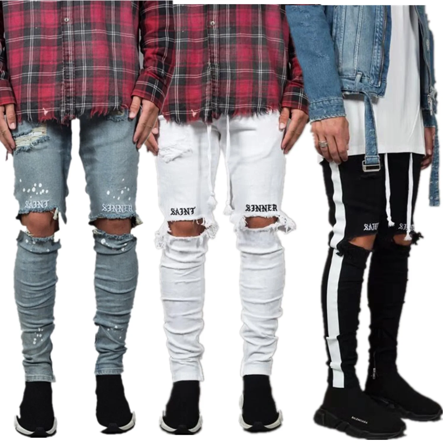 Mens Denim Pant Tight New Explosions Embroidered Slim Feet Side Webbing Elastic Hole Jeans Men
Mens Denim Pant Tight New Explosions Embroidered Slim Feet Side Webbing Elastic Hole Jeans Men