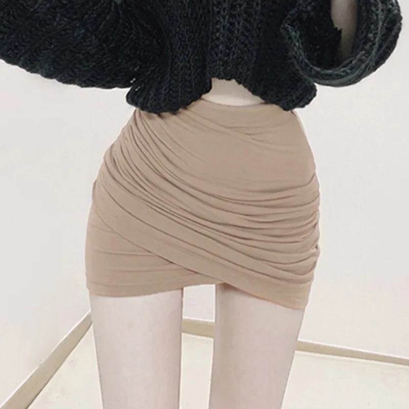 Fashion Korean Pleated Cross Tight High Waist Skirt Beige Slim Elastic Slim Wrap Hip Skirt vintage Office Lady Summer 2022
Fashion Korean Pleated Cross Tight High Waist Skirt Beige Slim Elastic Slim Wrap Hip Skirt vintage Office Lady Summer 2022
