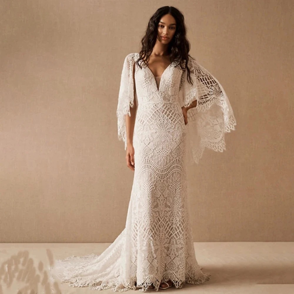 2023 Gorgeous Elegant Lace Mermaid Long Sleeved V-neck Backless Wedding Dresses 2023 White A Line Bridal Gowns Court Dresses
2023 Gorgeous Elegant Lace Mermaid Long Sleeved V-neck Backless Wedding Dresses 2023 White A Line Bridal Gowns Court Dresses