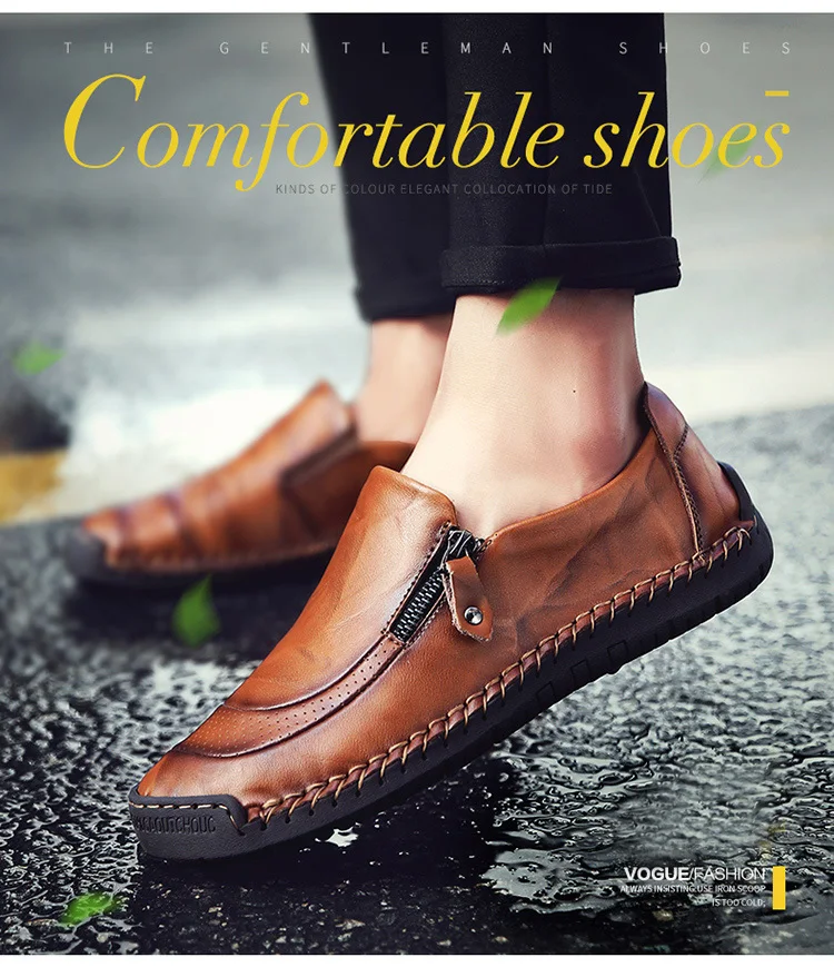 Classic Men's Casual Shoes Genuine Leather Breathable Men Soft Flats Moccasins Loafers Zipper Men's Driving Male Loafers Shoes
Classic Men's Casual Shoes Genuine Leather Breathable Men Soft Flats Moccasins Loafers Zipper Men's Driving Male Loafers Shoes