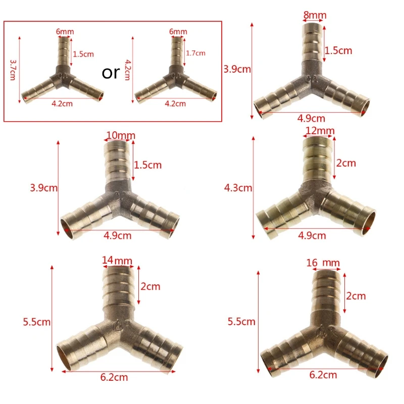 Латунный штуцер для шланга с зазубринами, тройник, 3-ходовой Соединительный трубчатый Y-образный штуцер для воздушного масла, Газа (6-16 мм/0,24-0,63 дюйма)
Латунный штуцер для шланга с зазубринами, тройник, 3-ходовой Соединительный трубчатый Y-образный штуцер для воздушного масла, Газа (6-16 мм/0,24-0,63 дюйма)