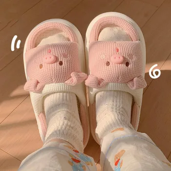 Cute Animal Pig Slippers for Women All Season Breathable Open Toe Home Slippers for Unisex High Quality Mop Home Slippers Lovely