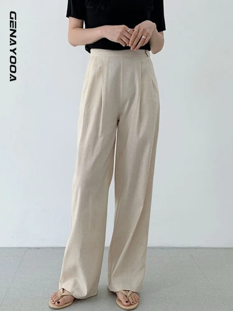 Genayooa Elegant Cotton And Linen Wide Leg Pants Women Bottom 2022 Summer Cool High Quality Office Ladies High Waist Trousers
Genayooa Elegant Cotton And Linen Wide Leg Pants Women Bottom 2022 Summer Cool High Quality Office Ladies High Waist Trousers