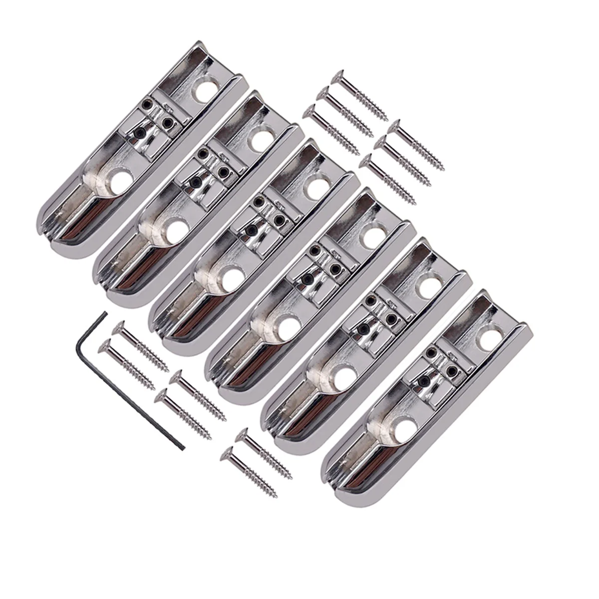 1 Set of 6 Pcs Single Individual Bridge Saddles Tailpiece for 4 String Bass Guitar Replacement Parts, Silver
1 Set of 6 Pcs Single Individual Bridge Saddles Tailpiece for 4 String Bass Guitar Replacement Parts, Silver