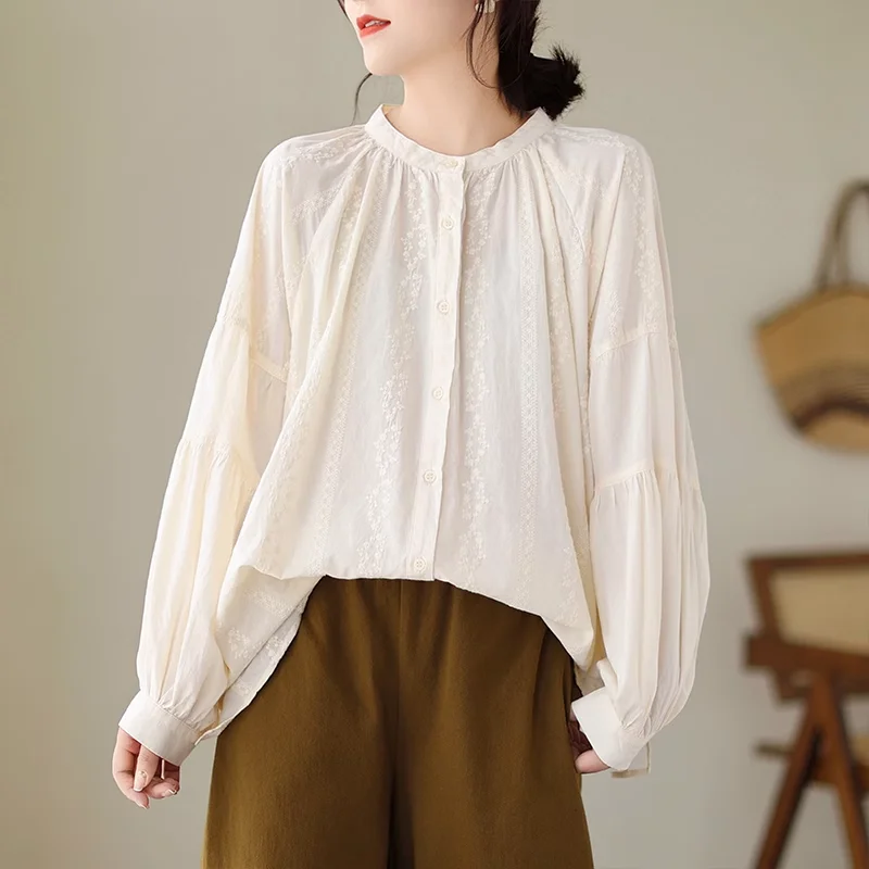 Cotton youth blouses woman autumn spring Japan Style bohemian long sleeve embroidery solid shirts aesthetic women's blouses
Cotton youth blouses woman autumn spring Japan Style bohemian long sleeve embroidery solid shirts aesthetic women's blouses