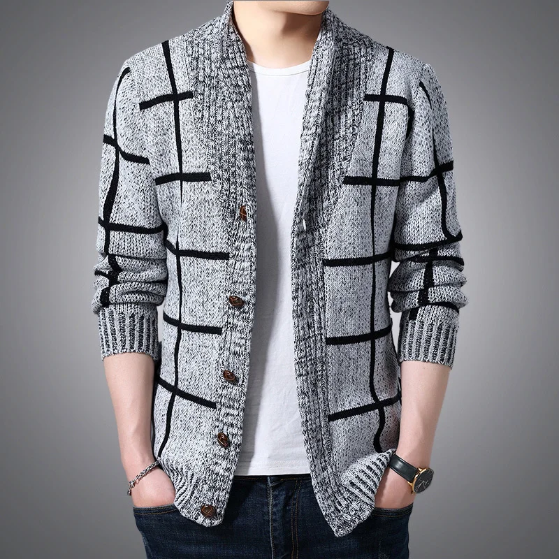 Men Casual Knit Cardigan Thick Warm Check Slim Sweater Coat 2023 Autumn New Fashion British Cardigan Jacket Men's Clothing 
Men Casual Knit Cardigan Thick Warm Check Slim Sweater Coat 2023 Autumn New Fashion British Cardigan Jacket Men's Clothing