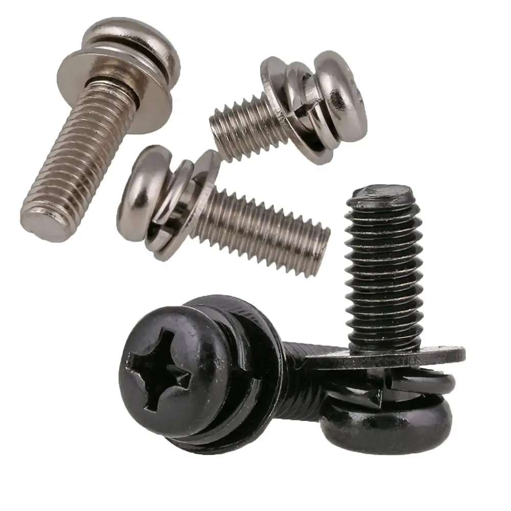 M2-M6 Phillips Pan Head Three Combination ScrewsBolts Kit Set 5-50pcs Cross Round Head With Washer Black Zinc/Nickel Plated
M2-M6 Phillips Pan Head Three Combination ScrewsBolts Kit Set 5-50pcs Cross Round Head With Washer Black Zinc/Nickel Plated
