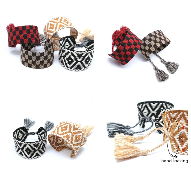 New Plaid Weave Blacelet Bangles Woven Wrist Strap Braided Wristband Geometry figure Blacelets Cuff Tussels Adjustable Bangles 
New Plaid Weave Blacelet Bangles Woven Wrist Strap Braided Wristband Geometry figure Blacelets Cuff Tussels Adjustable Bangles