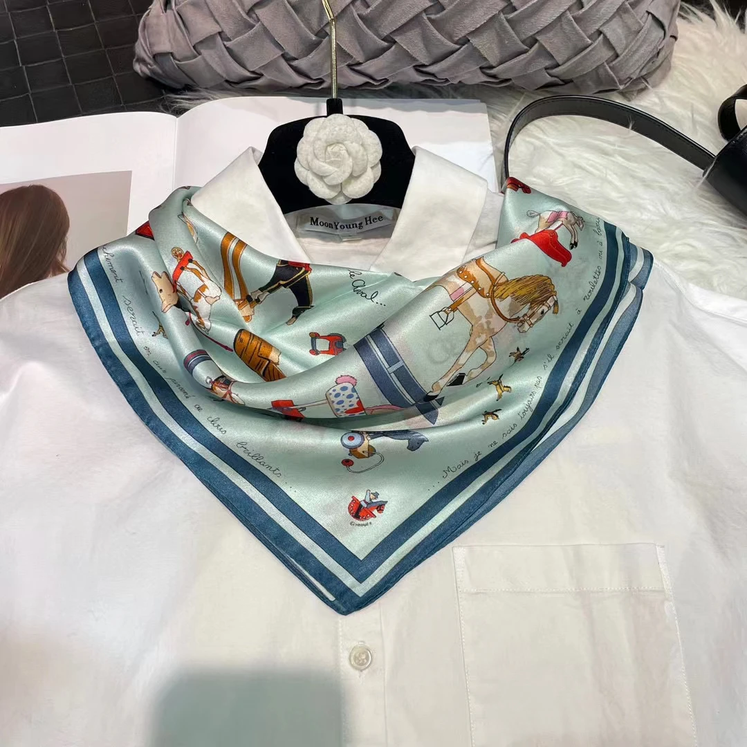 BYSIFA| Fall Winter Brand Accessories Ladies Headband Blue Women Silk Scarf Shawl New Wood Horse Design Square Scarves Foulard
BYSIFA| Fall Winter Brand Accessories Ladies Headband Blue Women Silk Scarf Shawl New Wood Horse Design Square Scarves Foulard