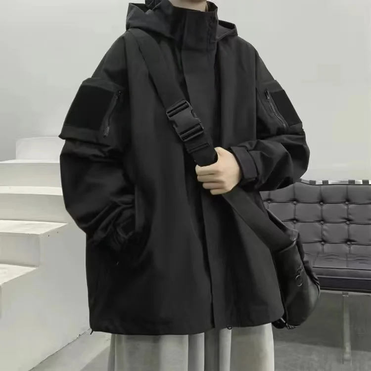 Куртка-карго Мужская демисезонная с капюшоном, однотонная
Куртка-карго Мужская демисезонная с капюшоном, однотонная