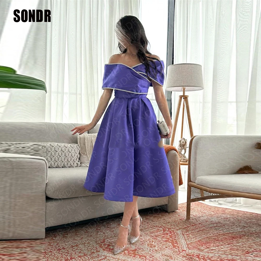 SONDR Purple A Line Off Shoulder Tea Length Prom Party Dress Short Sleeves Formal Night Event Gowns Evening Dresses Vestidos
SONDR Purple A Line Off Shoulder Tea Length Prom Party Dress Short Sleeves Formal Night Event Gowns Evening Dresses Vestidos