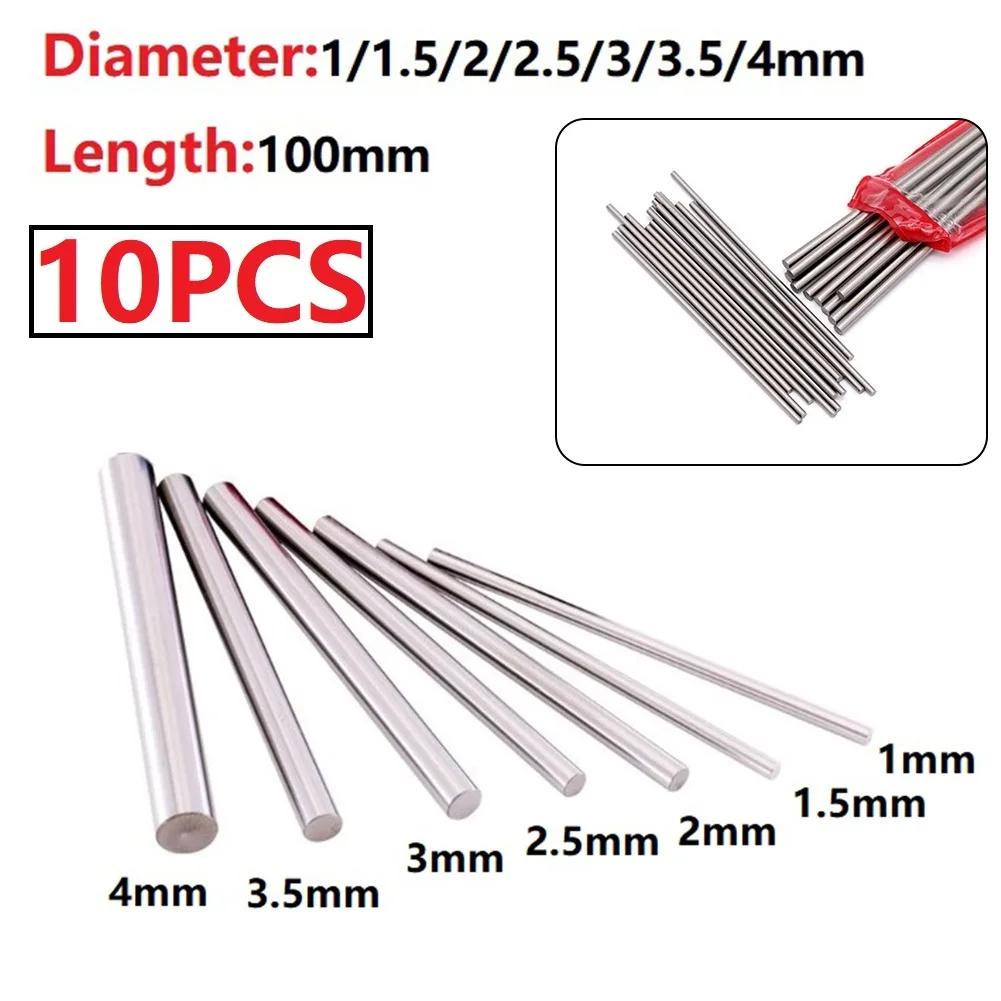 

10PCS Straight Shank Metric 100mm Long Carbide Tungsten Steel Rod Lathe Tool Process Carving Knives Bead Pin Milling Cutters