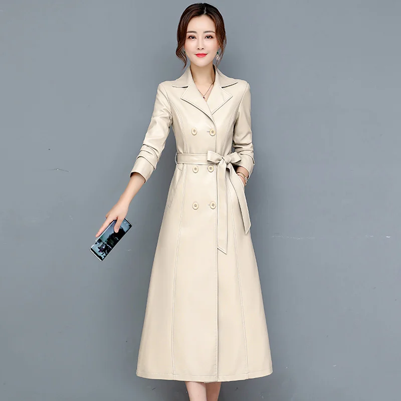 

M-7XL New Women Sheepskin Coat Spring Autumn 2023 Fashion Double Breasted Long Jacket Sheep Leather Overcoat Suede Outerwear