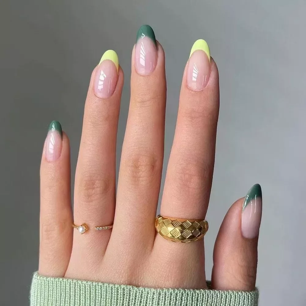 Detachable Almond False NailsFrench Olive Green Jump Color Full Cover Fake Nails DIY Glue Press On Nails Nail Supplies
Detachable Almond False NailsFrench Olive Green Jump Color Full Cover Fake Nails DIY Glue Press On Nails Nail Supplies