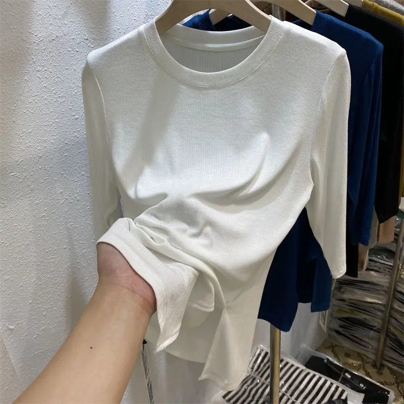 Modal Split Threaded Mid-sleeve T-shirt Women Casual Spring Autumn New Korean Solid Color Slim Bottoming Shirt Ladies Top Trendy
Modal Split Threaded Mid-sleeve T-shirt Women Casual Spring Autumn New Korean Solid Color Slim Bottoming Shirt Ladies Top Trendy