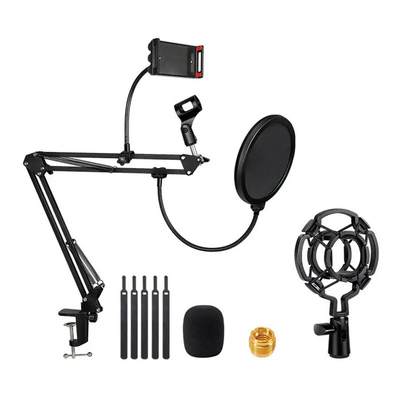 Desk Microphone Stand Adjustable Microphone Suspension Boom Scissor Arm Stand With Shock Mount Mic Filter Phone Clip 3/8in To
Desk Microphone Stand Adjustable Microphone Suspension Boom Scissor Arm Stand With Shock Mount Mic Filter Phone Clip 3/8in To