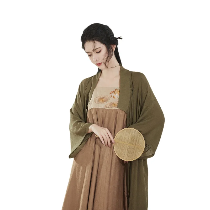 

National Style Tang Dynasty Improved Han Element Suspender Hanfu for Women Zen Brocade Robe Jacket Suit Chinese Dresses