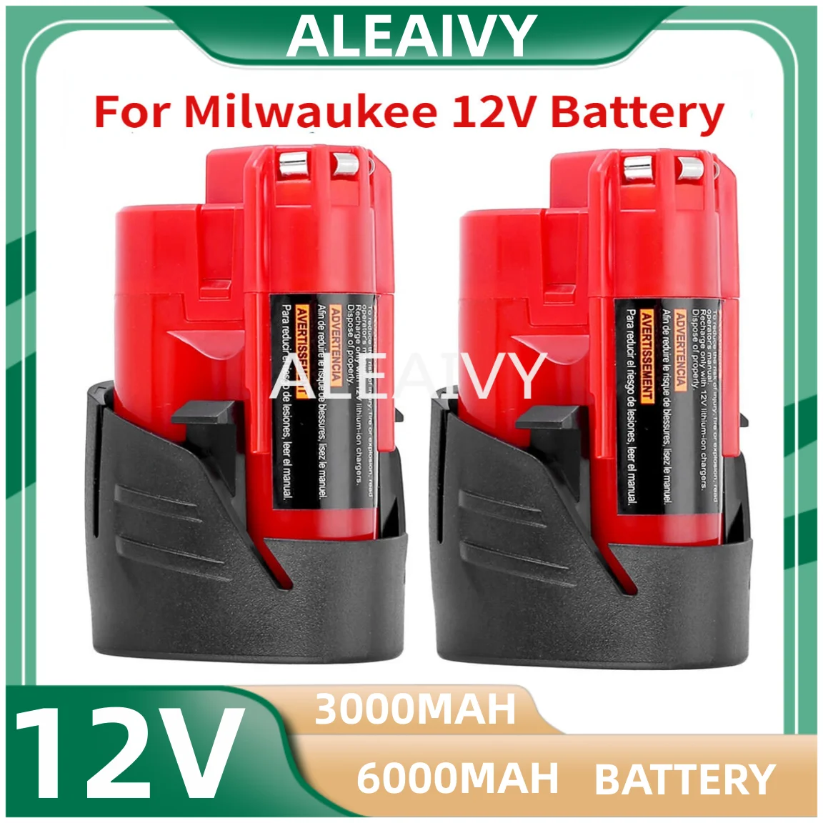 Aleaivy 12V Milwaukee Battery 6000mAh with Milwaukee M12 XC 48-11-2410 48-11-2420 48-11-2411 12-Volt Cordless Tools Battery
Aleaivy 12V Milwaukee Battery 6000mAh with Milwaukee M12 XC 48-11-2410 48-11-2420 48-11-2411 12-Volt Cordless Tools Battery