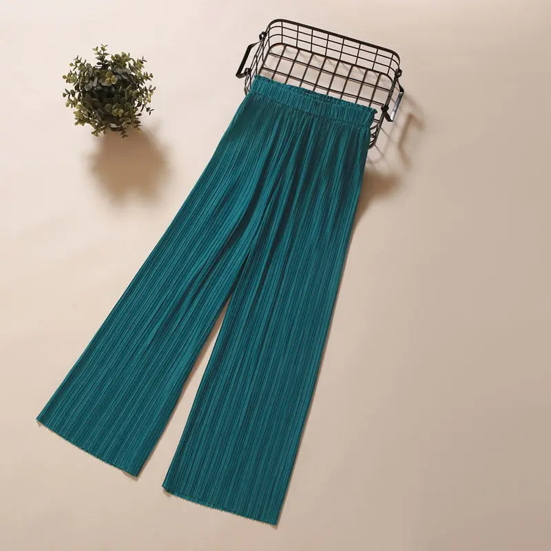 Female Fold Pleated Pants Summer Black Casual Loose Elastic Waist High Pleated Wide Leg Women Chiffon Loose Pants 4XL J464
Female Fold Pleated Pants Summer Black Casual Loose Elastic Waist High Pleated Wide Leg Women Chiffon Loose Pants 4XL J464