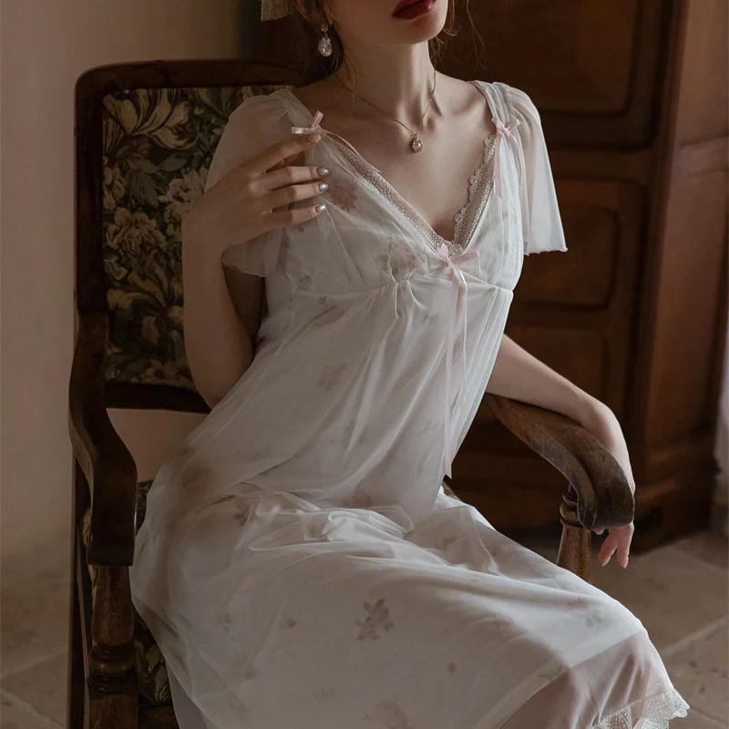 Elegant Lace Up Sleepwear Homedress Women Mesh Nightgown Sexy Nightdress Loose Mesh Bathrobe Nightwear Summer New Homedress
Elegant Lace Up Sleepwear Homedress Women Mesh Nightgown Sexy Nightdress Loose Mesh Bathrobe Nightwear Summer New Homedress