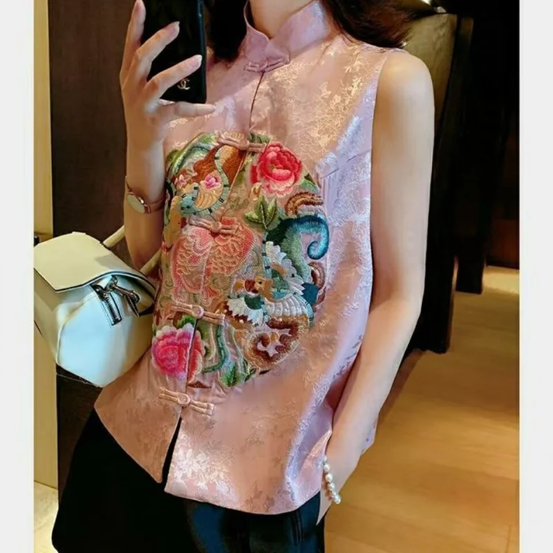 Chinese Style Vintage Vest for Women Heavy Embroidery Loose Waistcoat 2023 Ropa Mujer Stand Neck Sleeveless Fashion Tank Tops
Chinese Style Vintage Vest for Women Heavy Embroidery Loose Waistcoat 2023 Ropa Mujer Stand Neck Sleeveless Fashion Tank Tops