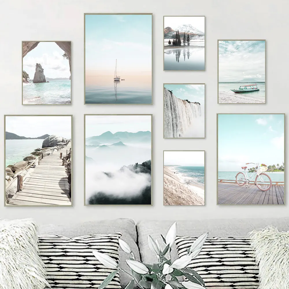 Beach Poster Mountain Waterfall Sea Wall Art Painting Lake Boat Canvas Posters Nordic Print Wall Pictures For Living Room Decor
Beach Poster Mountain Waterfall Sea Wall Art Painting Lake Boat Canvas Posters Nordic Print Wall Pictures For Living Room Decor