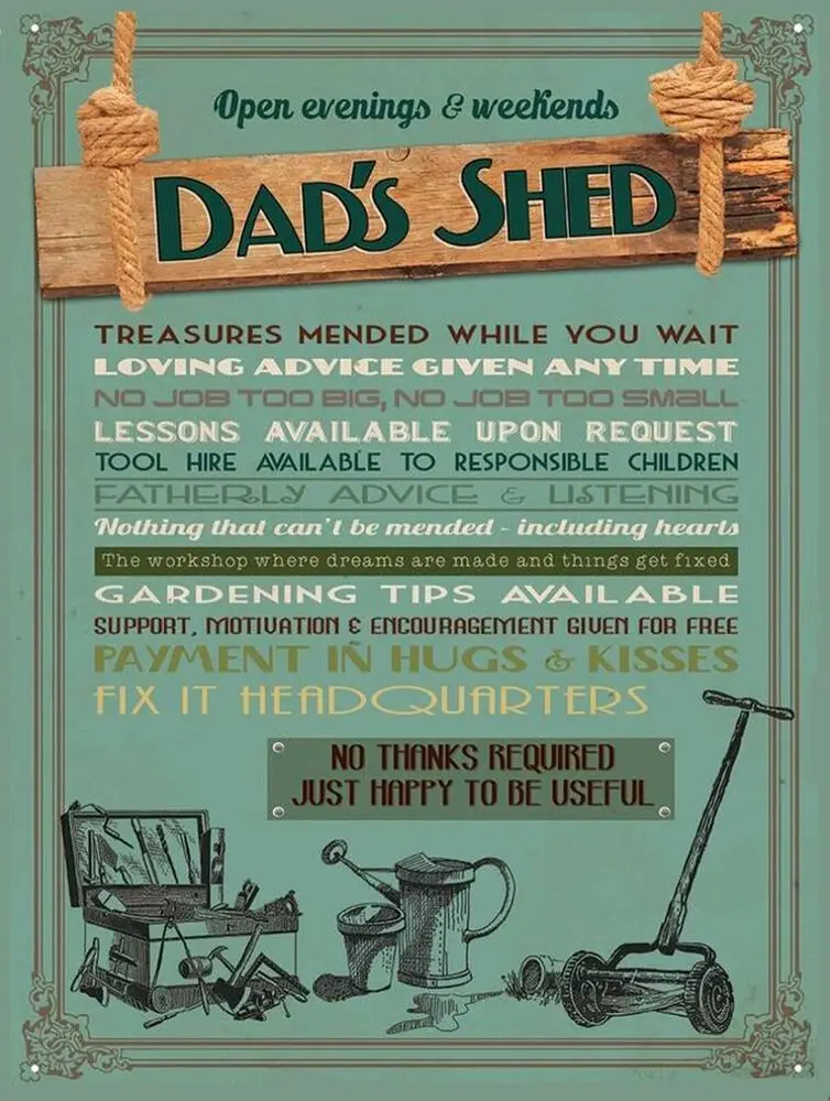 Dad's Shed, Retro replica style metal tin sign gift Shed Man Cave Garage 
Dad's Shed, Retro replica style metal tin sign gift Shed Man Cave Garage