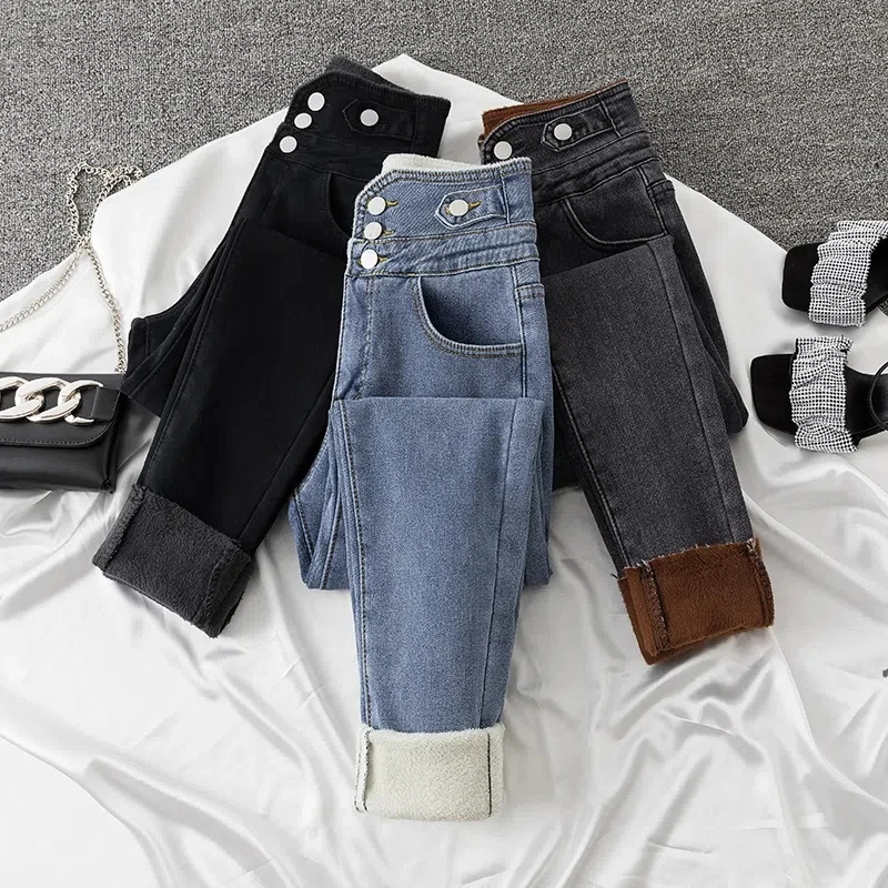 Women Winter Fleece Velvet Warm Jeans Thick Trousers High Waist Elastic Pants Mom Jean Stretch Pencil Pant Denim Skinny
Women Winter Fleece Velvet Warm Jeans Thick Trousers High Waist Elastic Pants Mom Jean Stretch Pencil Pant Denim Skinny