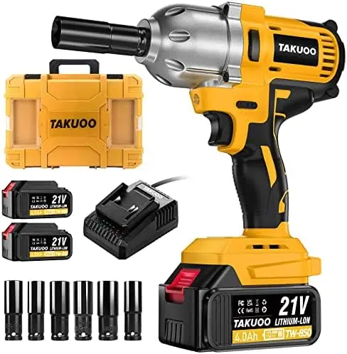 850 N.m Cordless wrench,1/2 inch Brushless Wrench,Max Torque 640Ft-lbs(850N.m) wrench with 2pcs 4.0Ah Li-ion batteries.6 Sock
850 N.m Cordless wrench,1/2 inch Brushless Wrench,Max Torque 640Ft-lbs(850N.m) wrench with 2pcs 4.0Ah Li-ion batteries.6 Sock