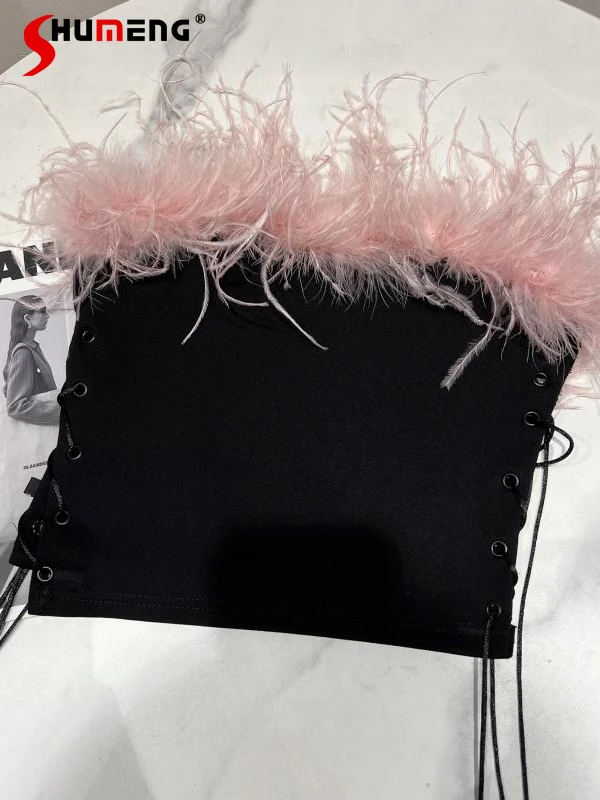 Summer 2022 New Style Pink Furry Feather Tied Slim Fit Vest Women Tank Top Nightclub Socialite Bandeau Camisole Ladies Crop Top
Summer 2022 New Style Pink Furry Feather Tied Slim Fit Vest Women Tank Top Nightclub Socialite Bandeau Camisole Ladies Crop Top