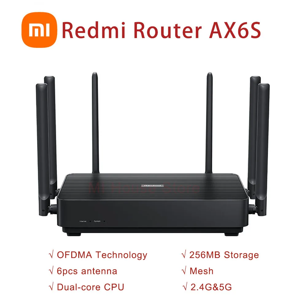Wi-Fi-роутер Xiaomi Redmi AX6 S, сетка высокой скорости, 256 м, 2,4 ГГц, 5,0 ГГц, двухдиапазонный, с 6 антеннами с высоким коэффициентом усиления
Wi-Fi-роутер Xiaomi Redmi AX6 S, сетка высокой скорости, 256 м, 2,4 ГГц, 5,0 ГГц, двухдиапазонный, с 6 антеннами с высоким коэффициентом усиления