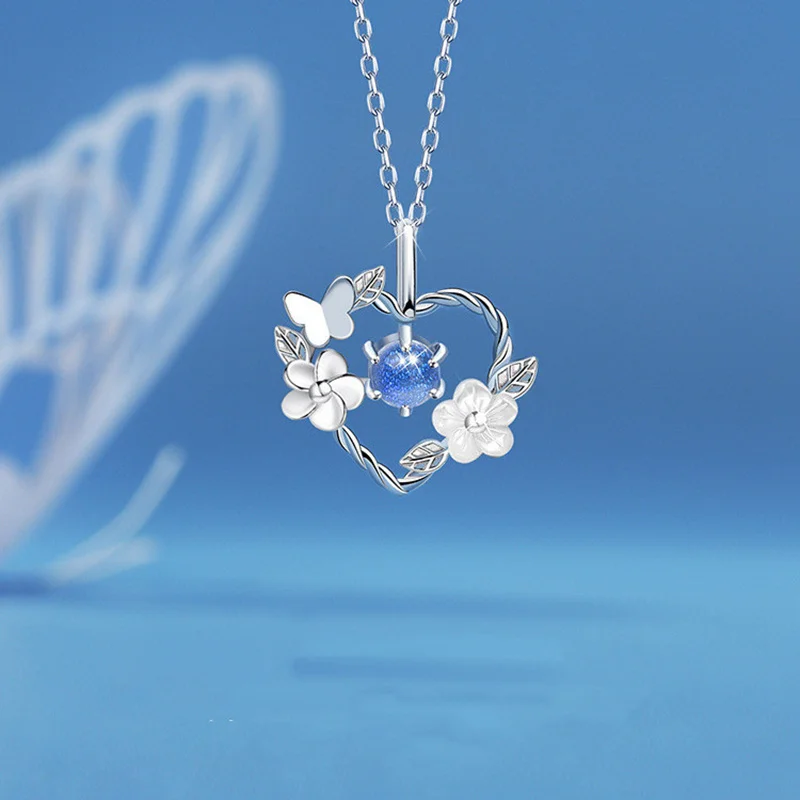 Korean Heart Butterfly Flower Pendant Necklace for Women Silver Color Chain Crystal Choker Girl Wedding Statement Jewelry Gift
Korean Heart Butterfly Flower Pendant Necklace for Women Silver Color Chain Crystal Choker Girl Wedding Statement Jewelry Gift