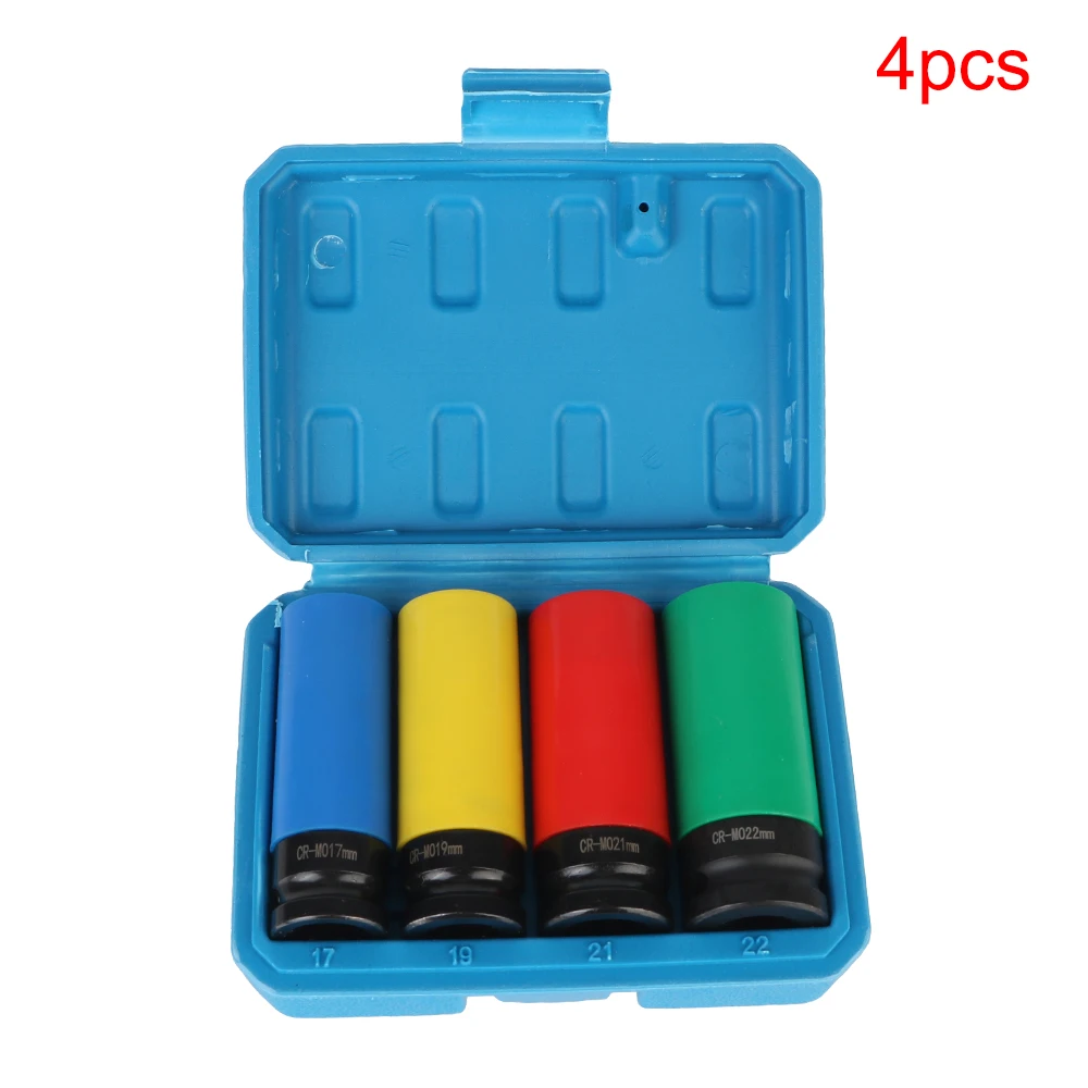 Набор ударных торцевых головок для защиты колес, 1/2 дюйма, Набор торцевых головок из нержавеющей стали CR-MO, ударный гайковерт, 6 точек