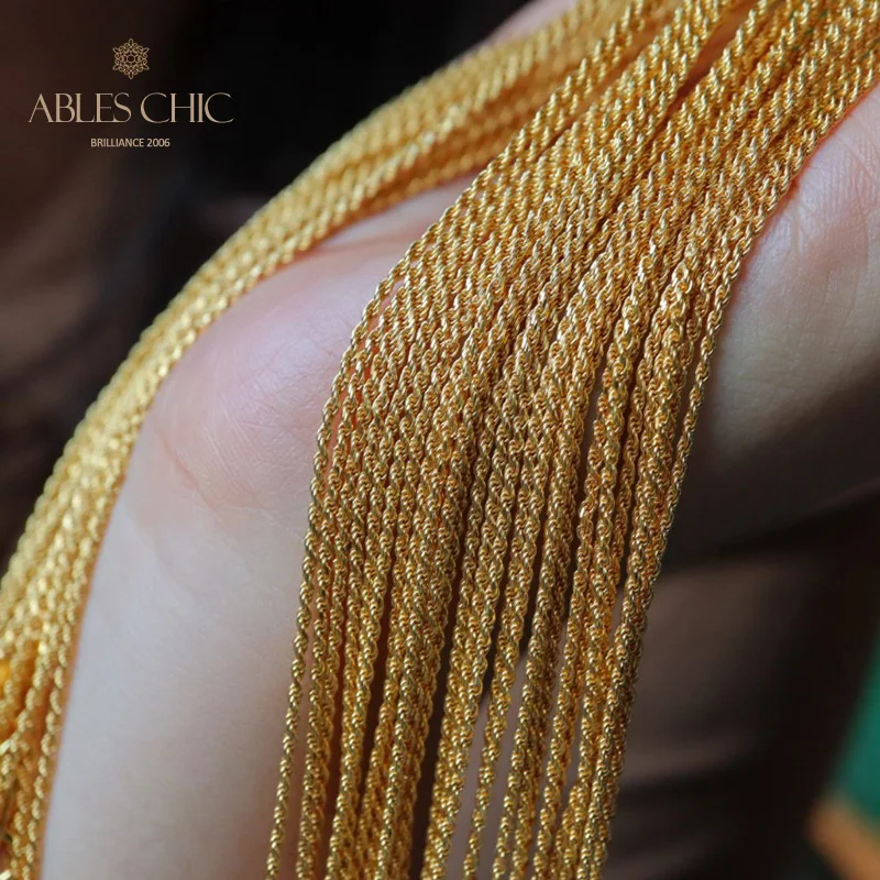 18K Gold Tone Solid Sterling Silver French Rope Chain Necklace 1.3mm 60cm 24" Adjustable L1S2N31130
18K Gold Tone Solid Sterling Silver French Rope Chain Necklace 1.3mm 60cm 24" Adjustable L1S2N31130