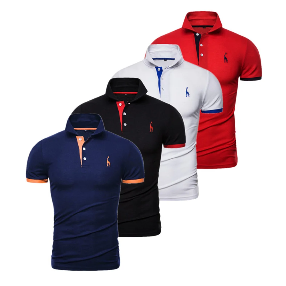 

AIOPESON 4 Pcs Embroidery Polo Shirt Men Casual Business Social Short Sleeve Mens Shirts New Summer Quality Slim Fit Polos Men