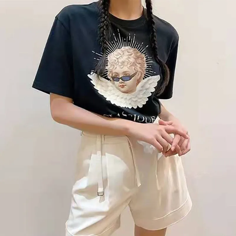 2022 Early Spring Women O-Neck Little Angel Avatar T Shirt Ladies All-Match Short-Sleeveed Tee Tops
2022 Early Spring Women O-Neck Little Angel Avatar T Shirt Ladies All-Match Short-Sleeveed Tee Tops