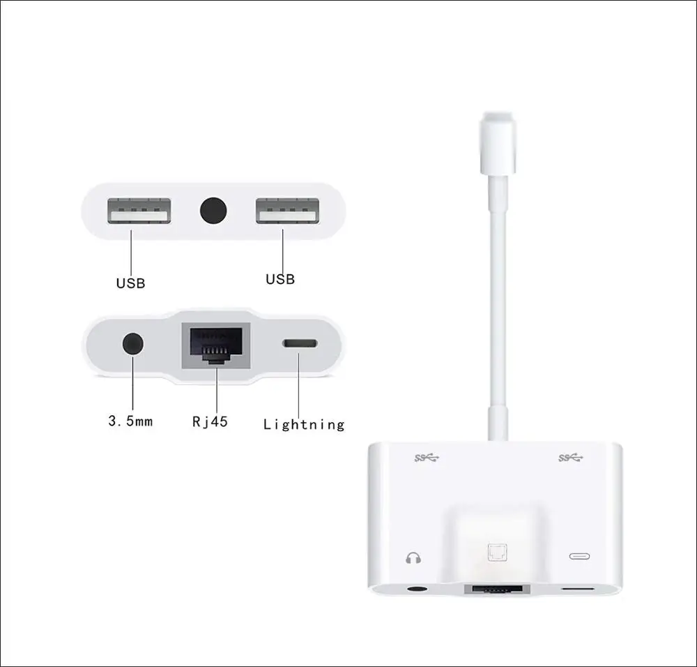 OTG Ethernet cable converter for Apple NETWORK card RJ45 USB extension dock 3.5mm audio jack adapter for lightning iphoneX 11 12
OTG Ethernet cable converter for Apple NETWORK card RJ45 USB extension dock 3.5mm audio jack adapter for lightning iphoneX 11 12