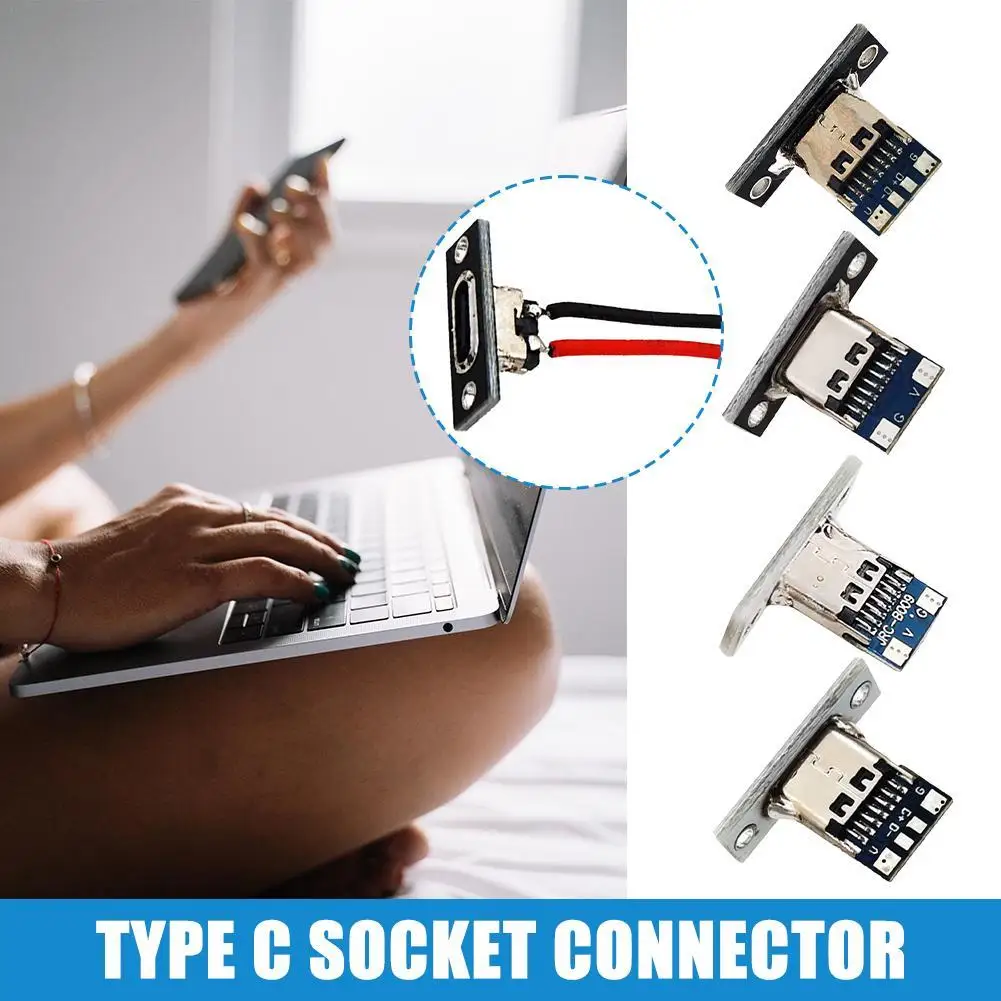 

USB Type-C 2Pin 2P 4P Waterproof strip line of solder joint Female Connector Jack Charging Port USB Type C Socket connector